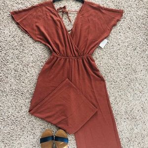 June & Hudson Cinnamon Brown Jumpsuit